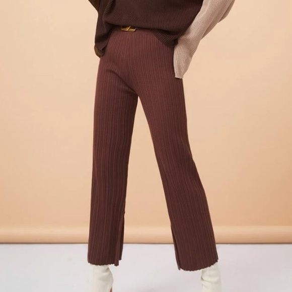 NWOT SHEIN High Waist Split Hem Knit Pants - Picture 2 of 4